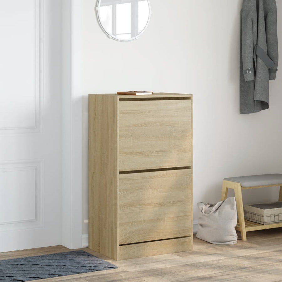 Schoenenkast Met 2 Klaplades Kleurig Sonoma Eiken 60 x 42 x 108 cm