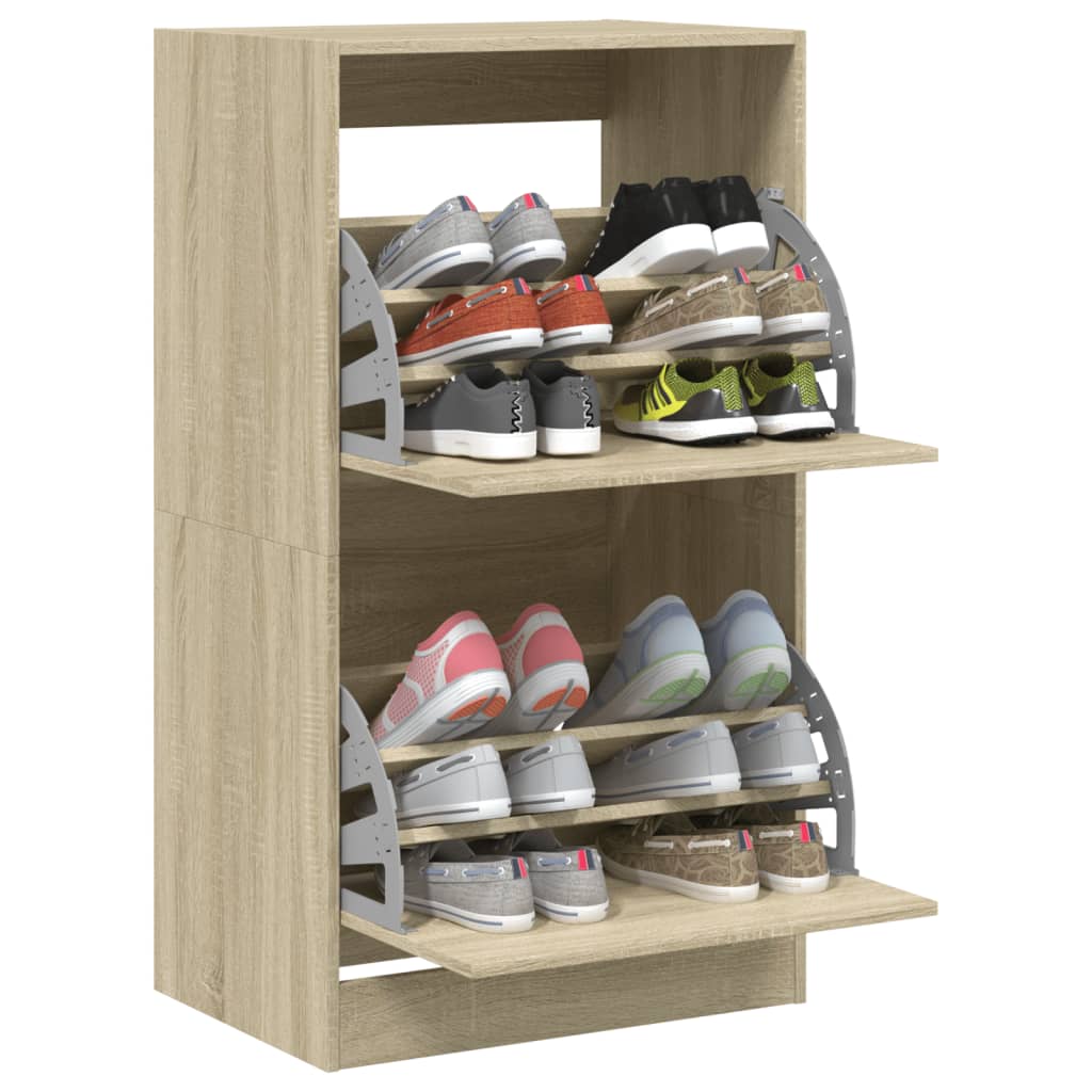 Schoenenkast Met 2 Klaplades Kleurig Sonoma Eiken 60 x 42 x 108 cm