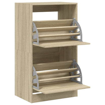 Schoenenkast Met 2 Klaplades Kleurig Sonoma Eiken 60 x 42 x 108 cm