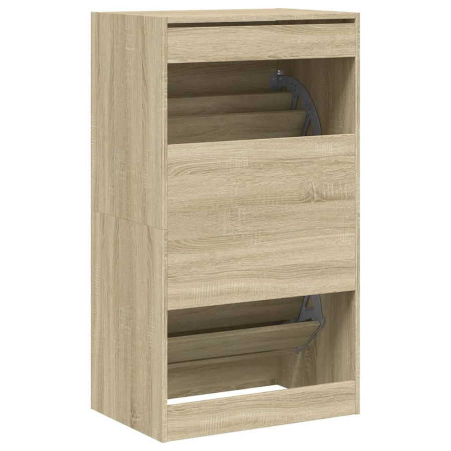 Schoenenkast Met 2 Klaplades Kleurig Sonoma Eiken 60 x 42 x 108 cm
