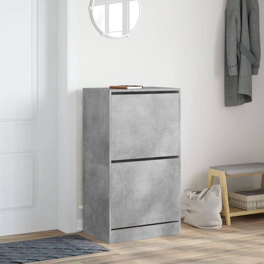 Schoenenkast Met 2 Klaplades Betongrijs 60 x 42 x 108 cm