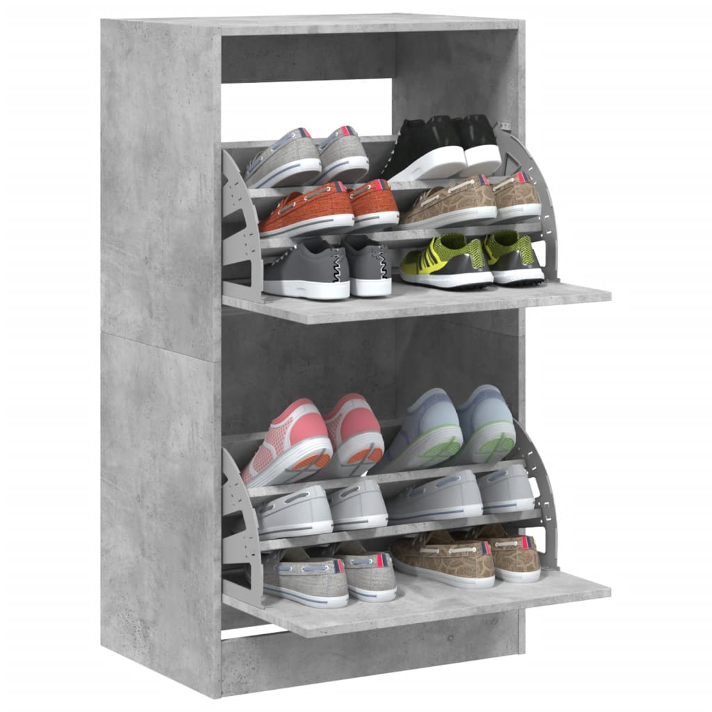 Schoenenkast Met 2 Klaplades Betongrijs 60 x 42 x 108 cm