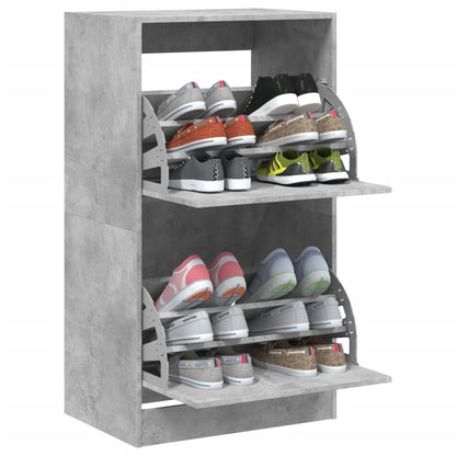 Schoenenkast Met 2 Klaplades Betongrijs 60 x 42 x 108 cm