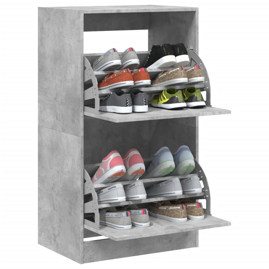 Schoenenkast Met 2 Klaplades Betongrijs 60 x 42 x 108 cm