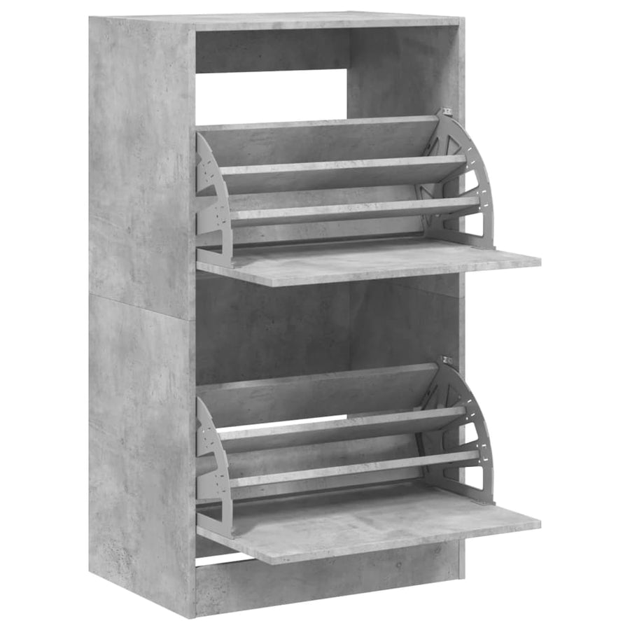 Schoenenkast Met 2 Klaplades Betongrijs 60 x 42 x 108 cm