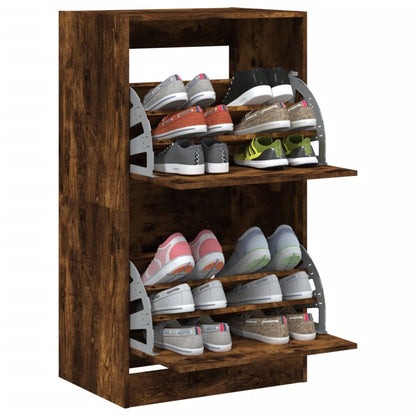 Schoenenkast Met 2 Klaplades Kleurig Gerookt Eiken 60 x 42 x 108 cm