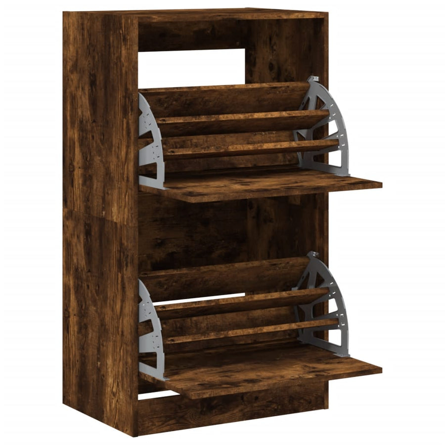 Schoenenkast Met 2 Klaplades Kleurig Gerookt Eiken 60 x 42 x 108 cm