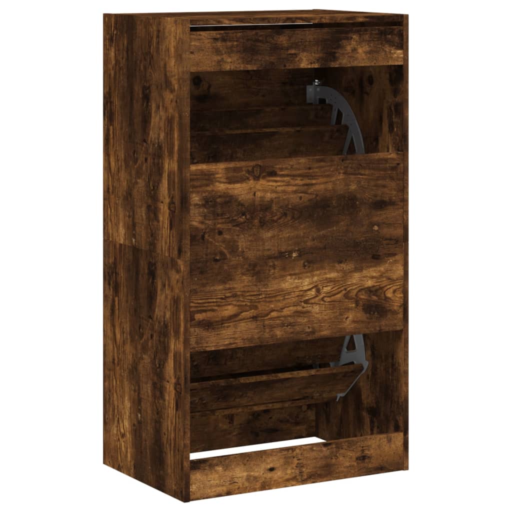 Schoenenkast Met 2 Klaplades Kleurig Gerookt Eiken 60 x 42 x 108 cm