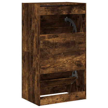 Schoenenkast Met 2 Klaplades Kleurig Gerookt Eiken 60 x 42 x 108 cm