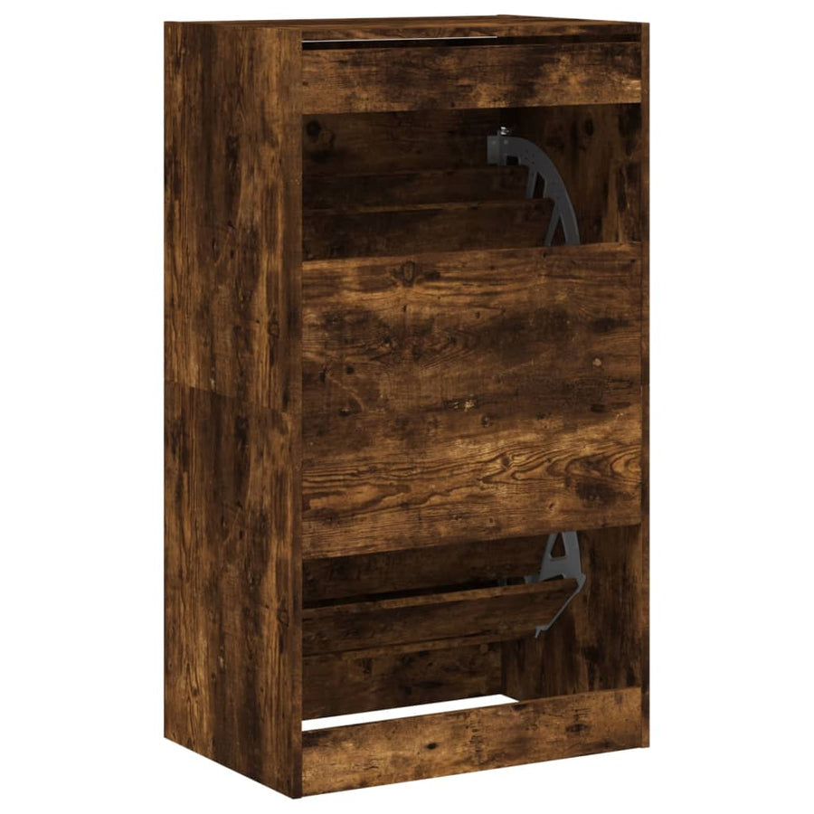 Schoenenkast Met 2 Klaplades Kleurig Gerookt Eiken 60 x 42 x 108 cm