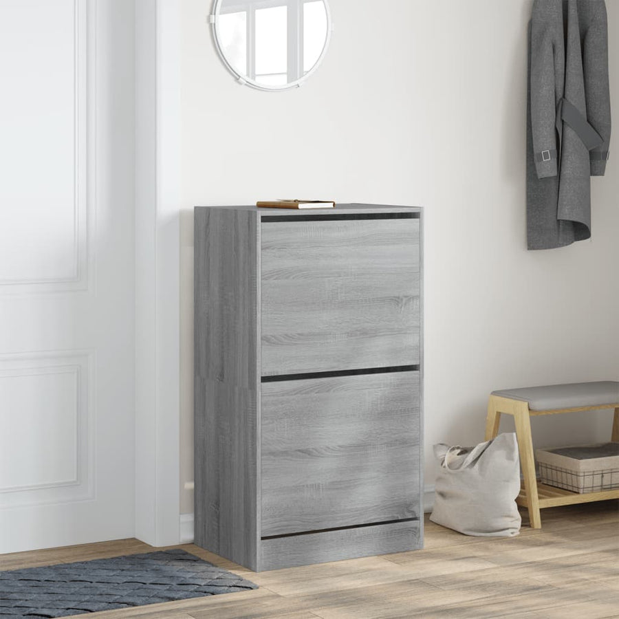 Schoenenkast Met 2 Klaplades Grijs Sonoma 60 x 42 x 108 cm