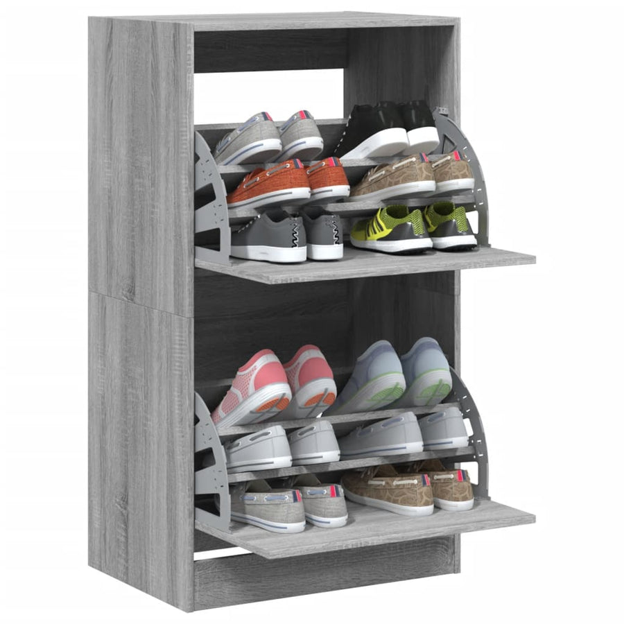 Schoenenkast Met 2 Klaplades Grijs Sonoma 60 x 42 x 108 cm