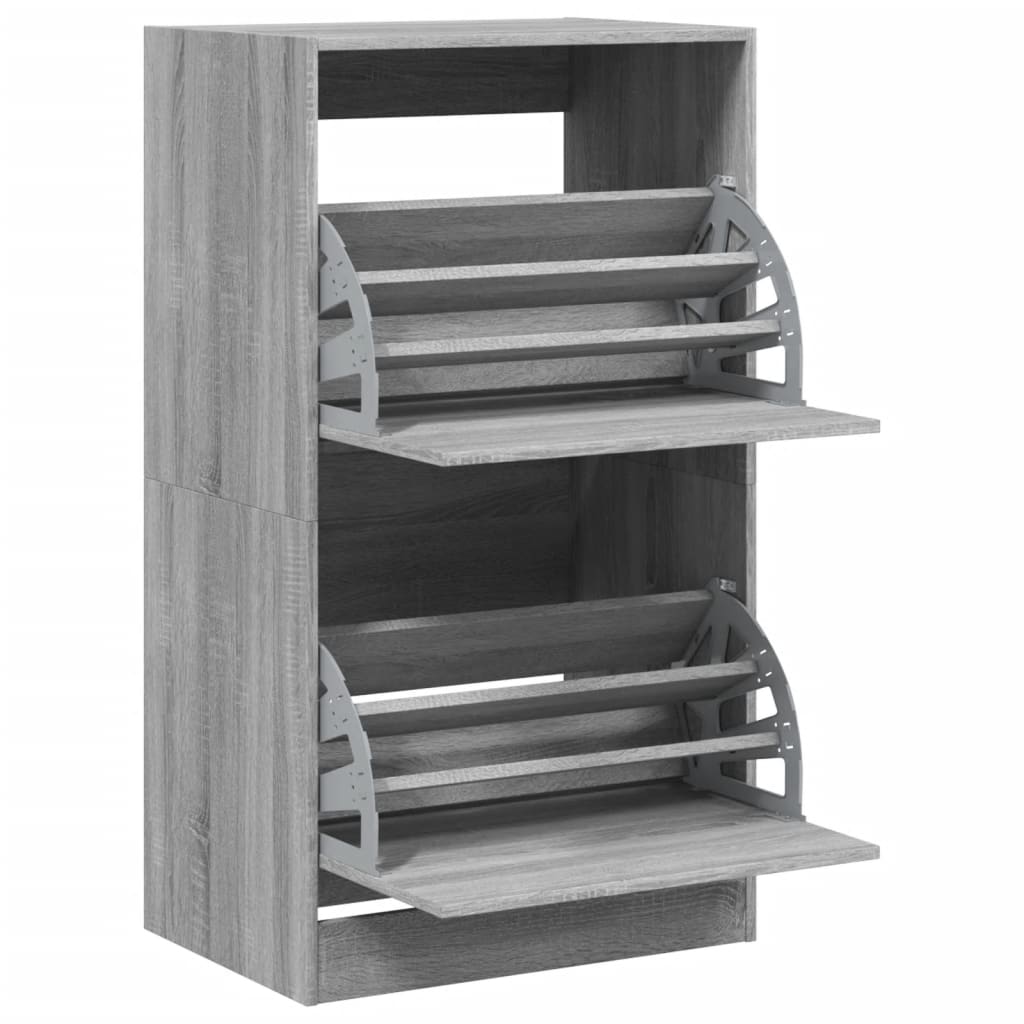 Schoenenkast Met 2 Klaplades Grijs Sonoma 60 x 42 x 108 cm