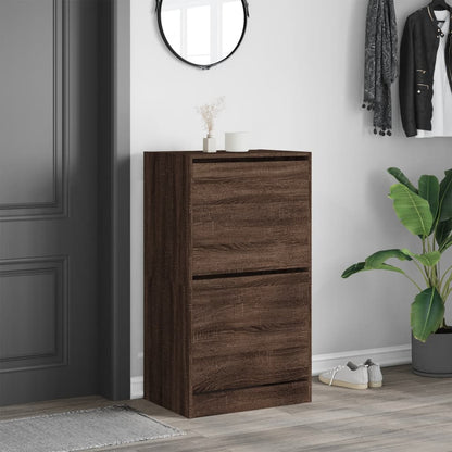 Schoenenkast Met 2 Klaplades Bruineikenkleurig Bruin Eikenkleur 60 x 42 x 108 cm