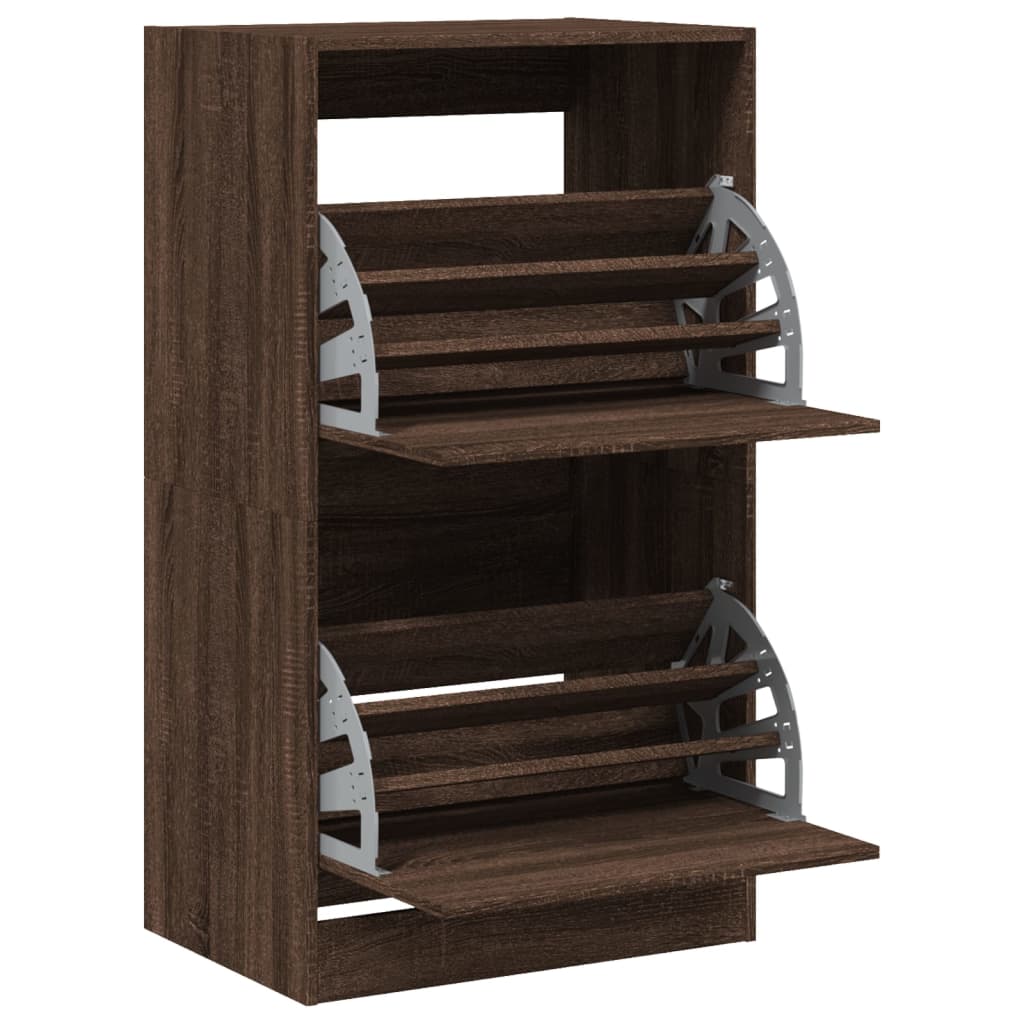 Schoenenkast Met 2 Klaplades Bruineikenkleurig Bruin Eikenkleur 60 x 42 x 108 cm