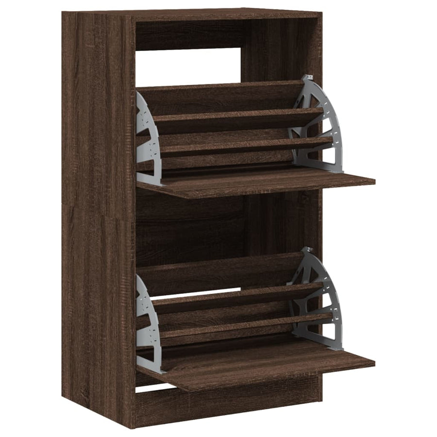 Schoenenkast Met 2 Klaplades Bruineikenkleurig Bruin Eikenkleur 60 x 42 x 108 cm