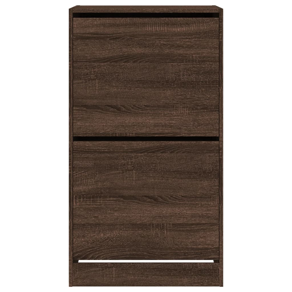 Schoenenkast Met 2 Klaplades Bruineikenkleurig Bruin Eikenkleur 60 x 42 x 108 cm