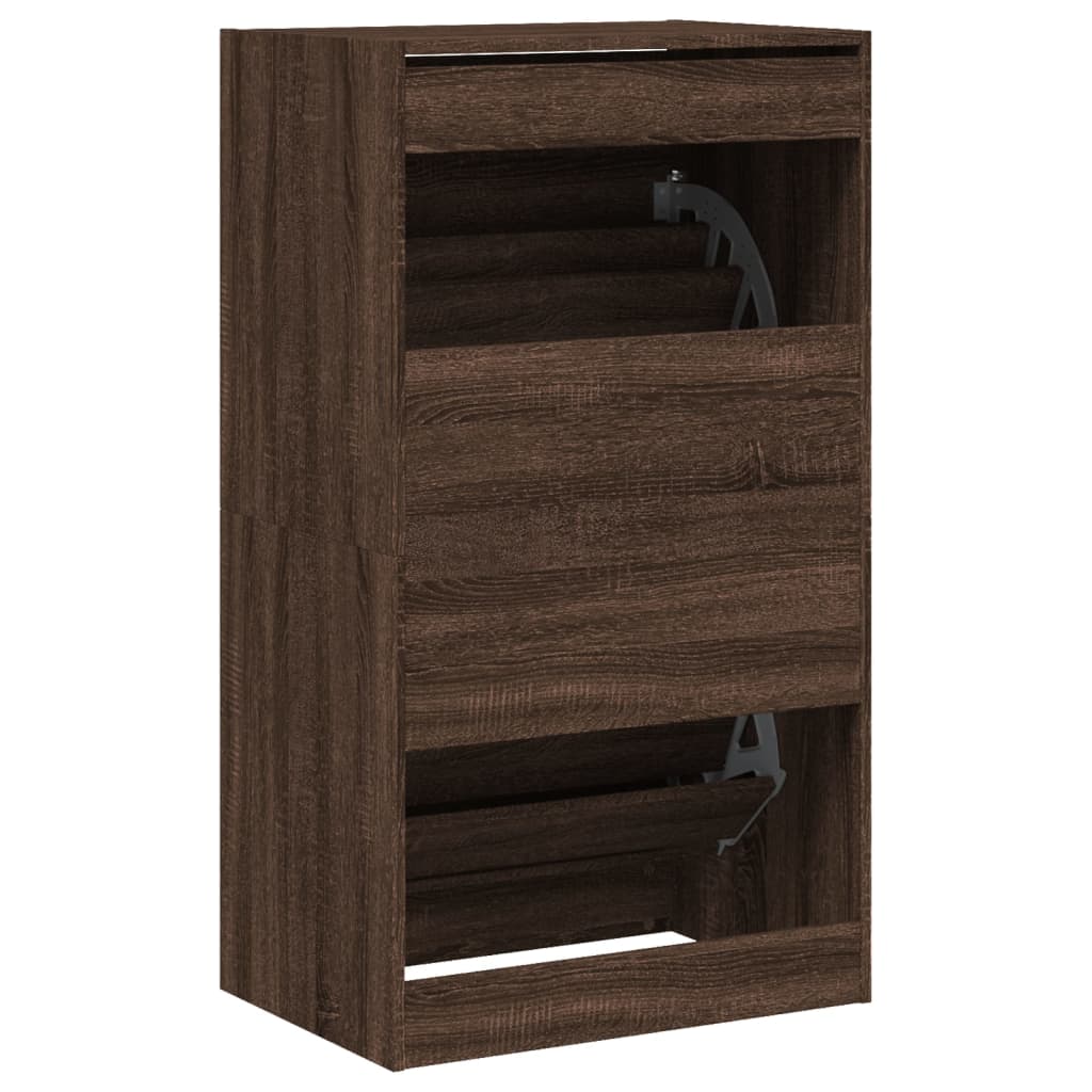 Schoenenkast Met 2 Klaplades Bruineikenkleurig Bruin Eikenkleur 60 x 42 x 108 cm
