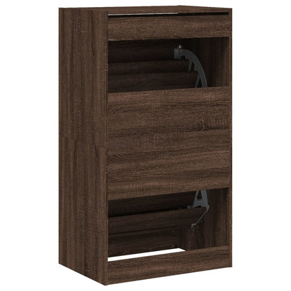 Schoenenkast Met 2 Klaplades Bruineikenkleurig Bruin Eikenkleur 60 x 42 x 108 cm