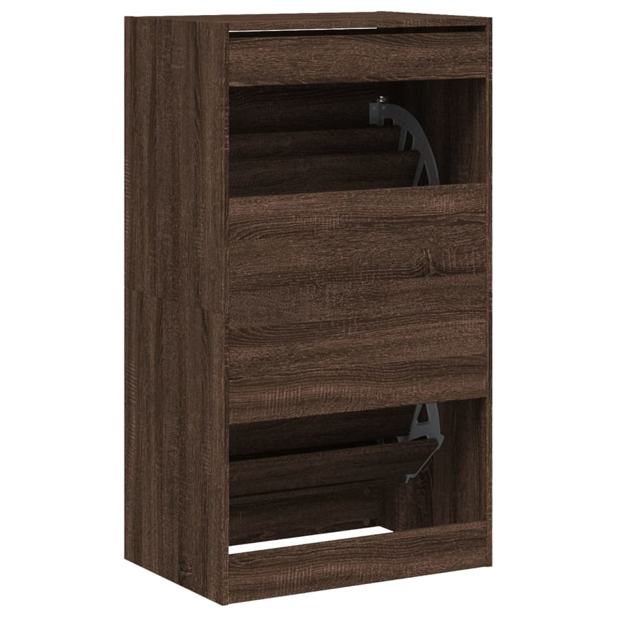Schoenenkast Met 2 Klaplades Bruineikenkleurig Bruin Eikenkleur 60 x 42 x 108 cm