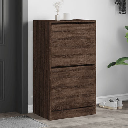 Schoenenkast Met 2 Klaplades Bruineikenkleurig Bruin Eikenkleur 60 x 42 x 108 cm