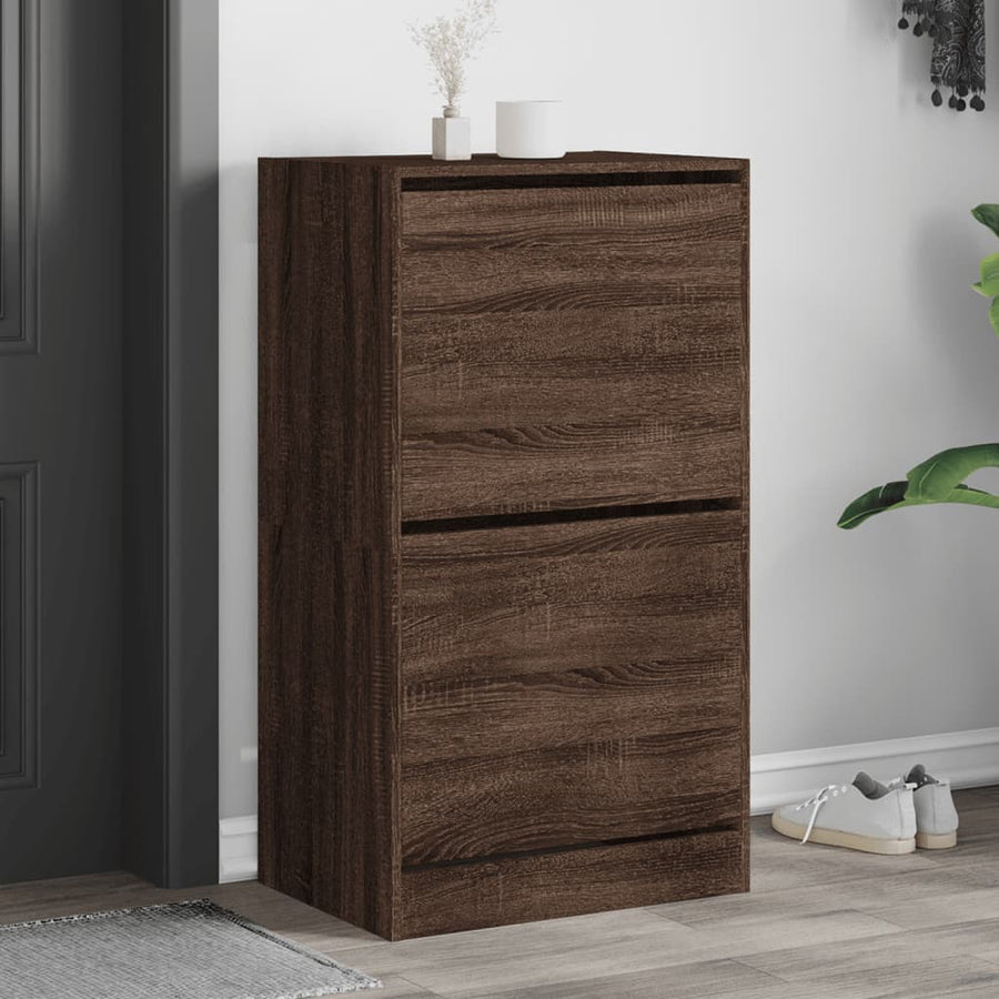 Schoenenkast Met 2 Klaplades Bruineikenkleurig Bruin Eikenkleur 60 x 42 x 108 cm