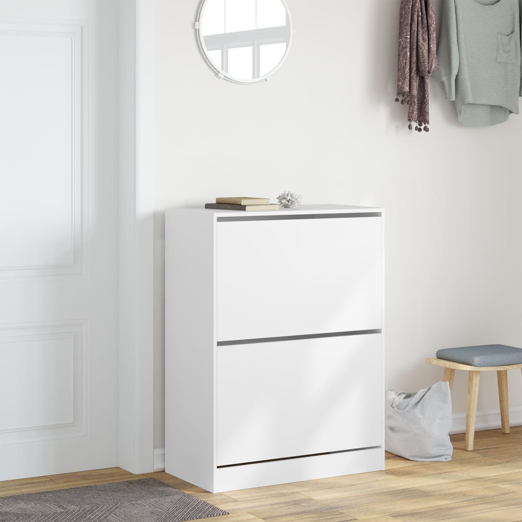 Schoenenkast Met 2 Klaplades Wit 80 x 42 x 108 cm