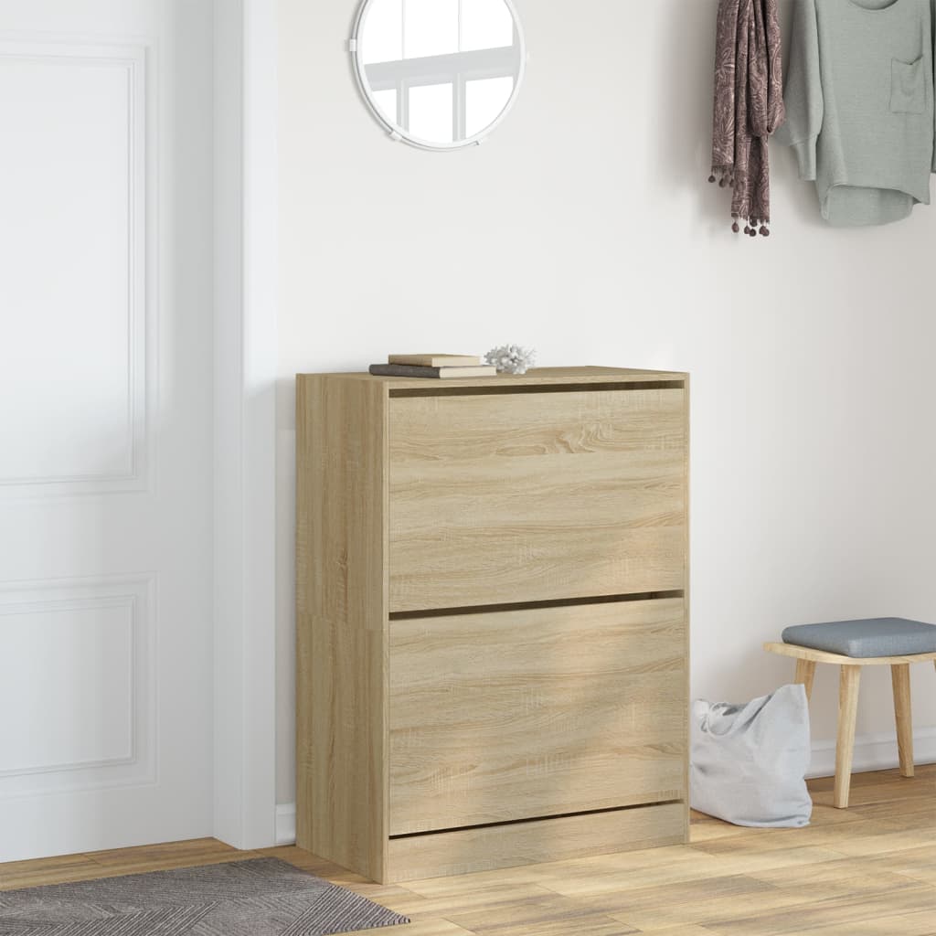 Schoenenkast Met 2 Klaplades Kleurig Sonoma Eiken 80 x 42 x 108 cm