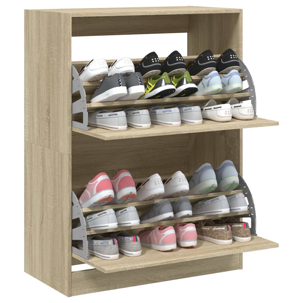 Schoenenkast Met 2 Klaplades Kleurig Sonoma Eiken 80 x 42 x 108 cm