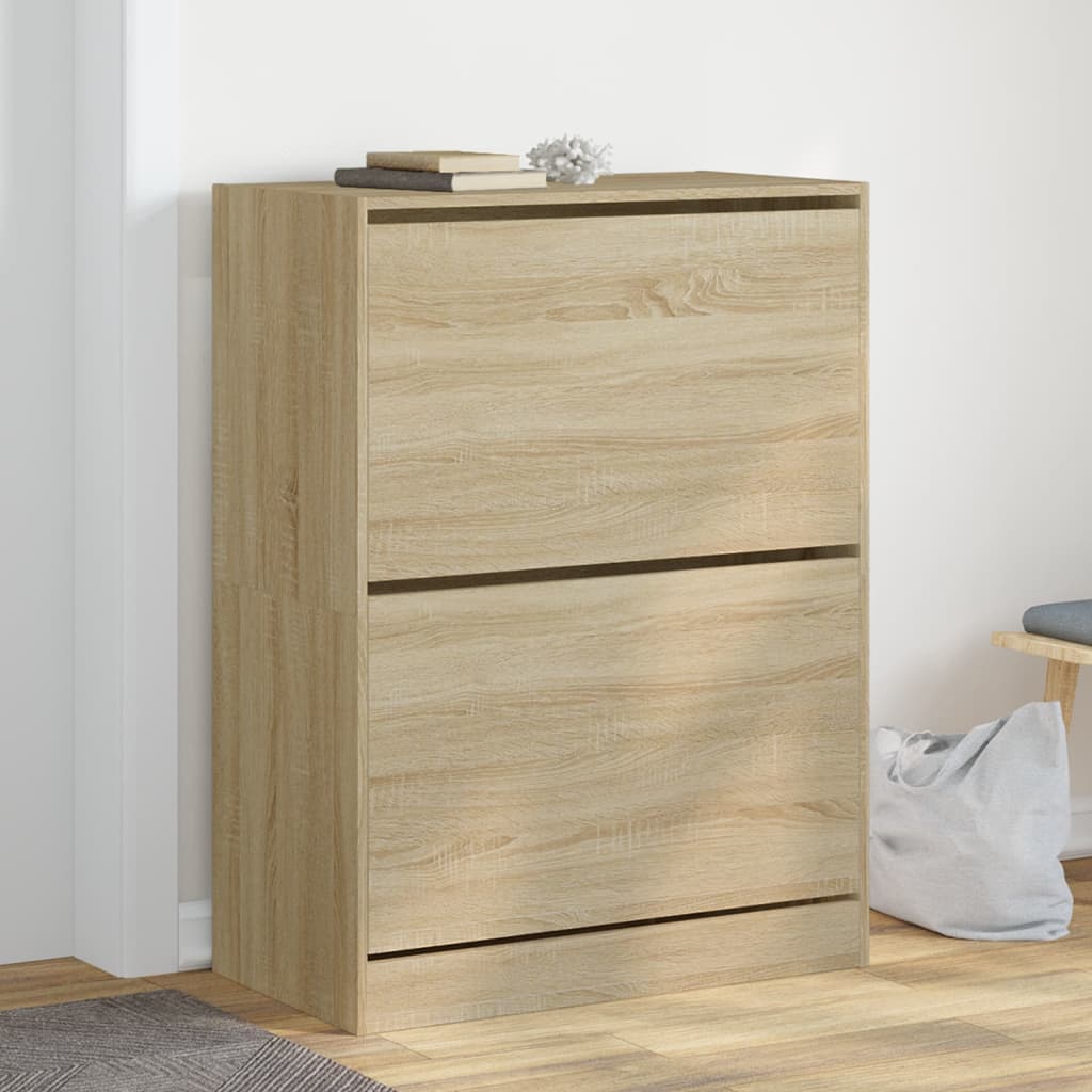 Schoenenkast Met 2 Klaplades Kleurig Sonoma Eiken 80 x 42 x 108 cm