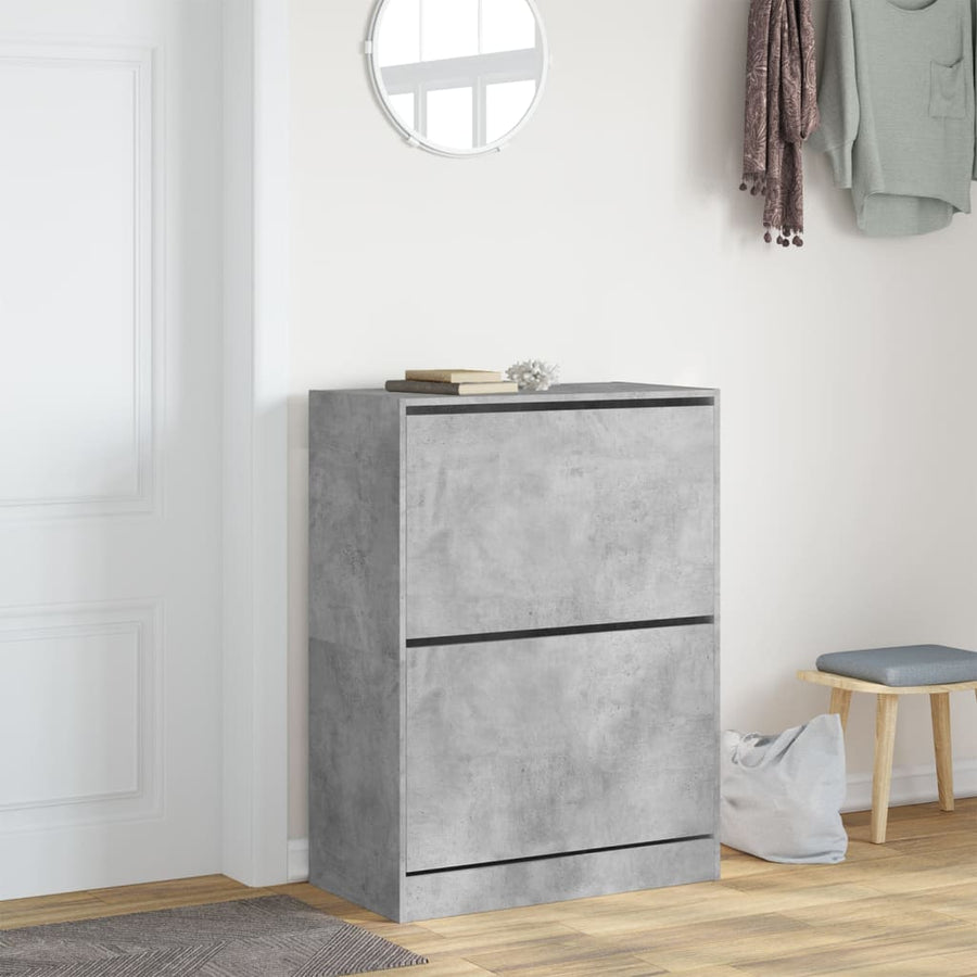 Schoenenkast Met 2 Klaplades Betongrijs 80 x 42 x 108 cm