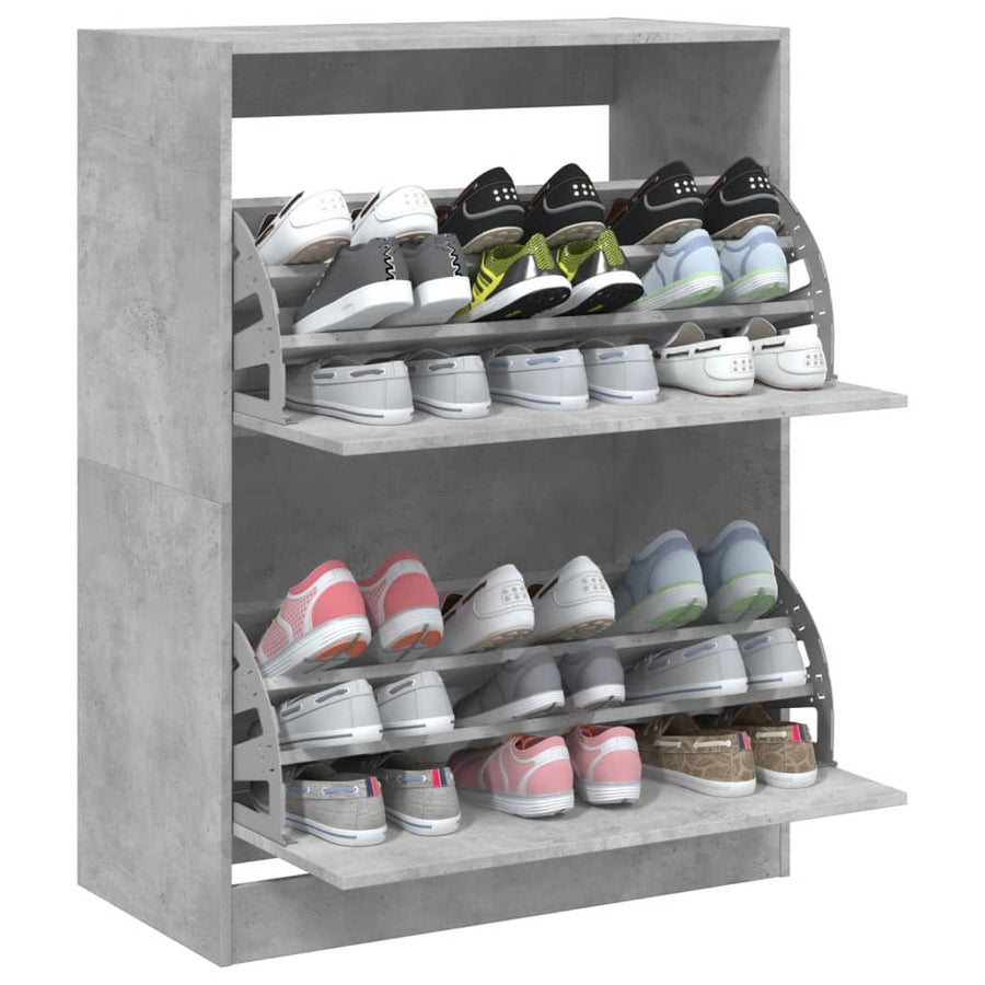 Schoenenkast Met 2 Klaplades Betongrijs 80 x 42 x 108 cm