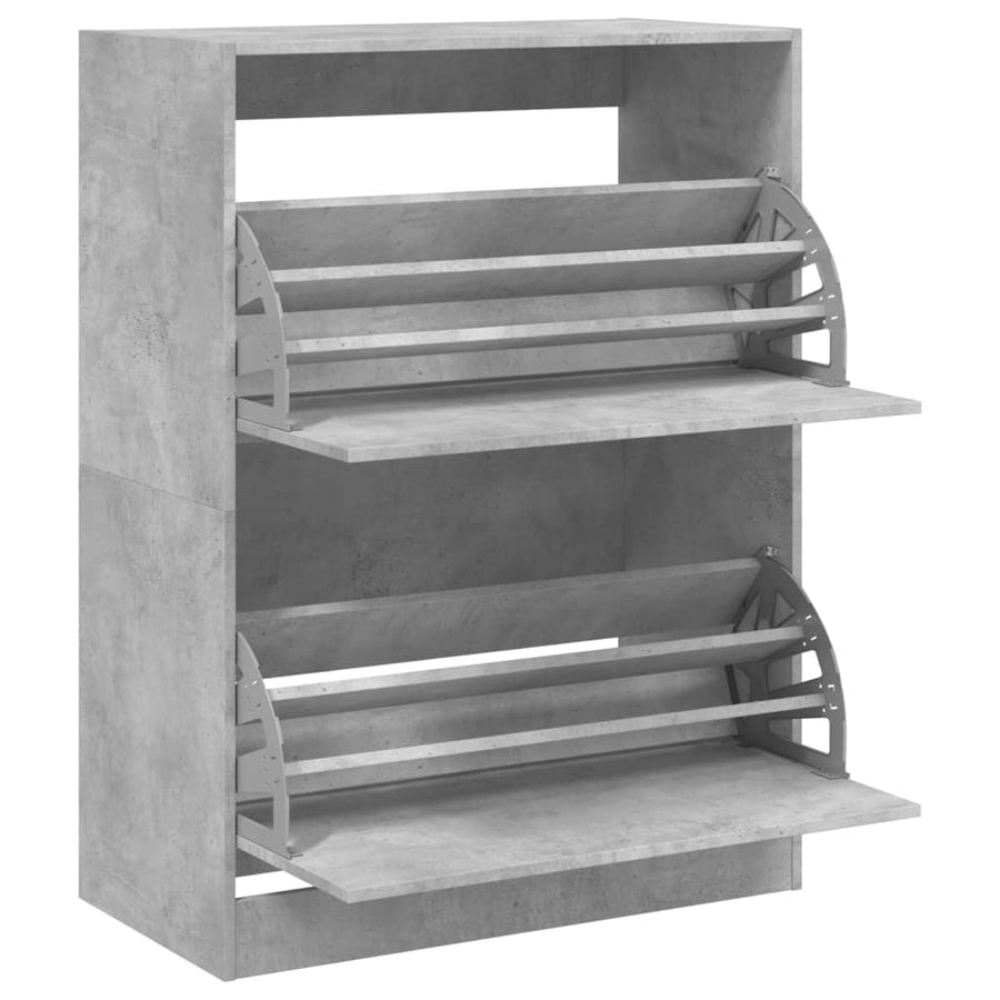 Schoenenkast Met 2 Klaplades Betongrijs 80 x 42 x 108 cm