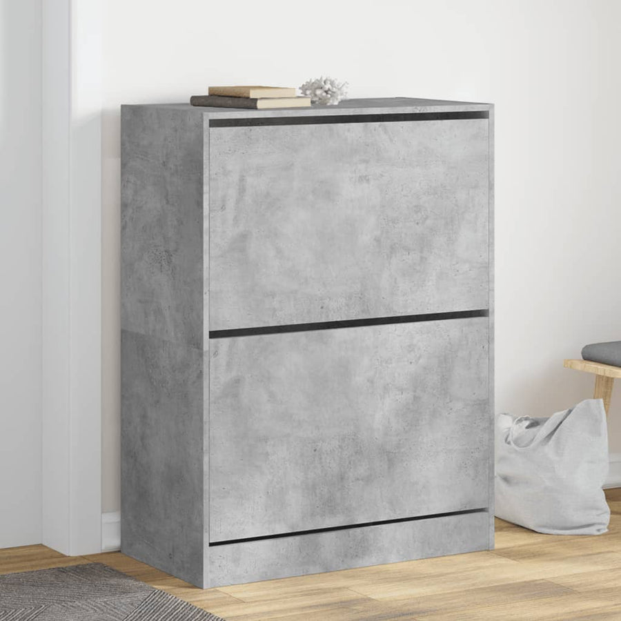 Schoenenkast Met 2 Klaplades Betongrijs 80 x 42 x 108 cm
