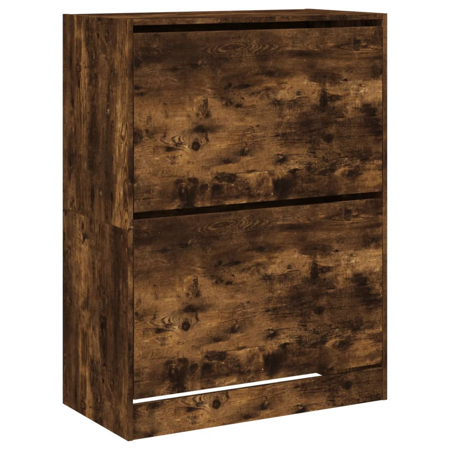 Schoenenkast Met 2 Klaplades Kleurig Gerookt Eiken 80 x 42 x 108 cm