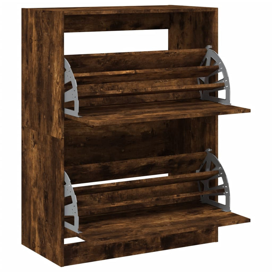 Schoenenkast Met 2 Klaplades Kleurig Gerookt Eiken 80 x 42 x 108 cm