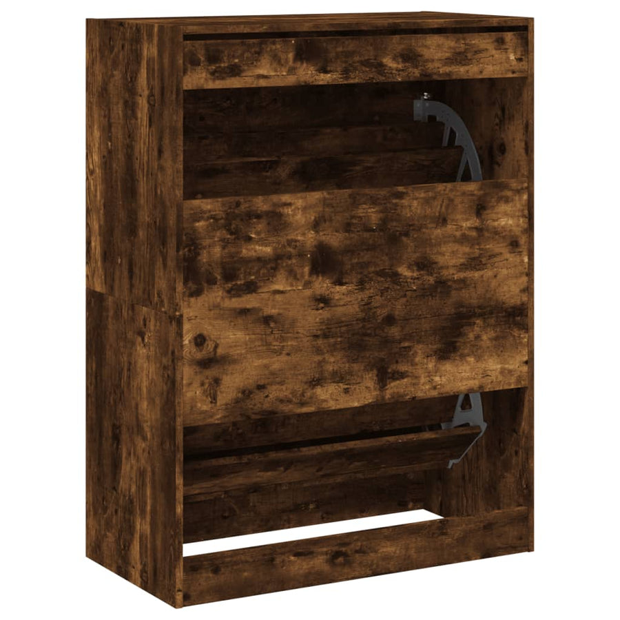 Schoenenkast Met 2 Klaplades Kleurig Gerookt Eiken 80 x 42 x 108 cm