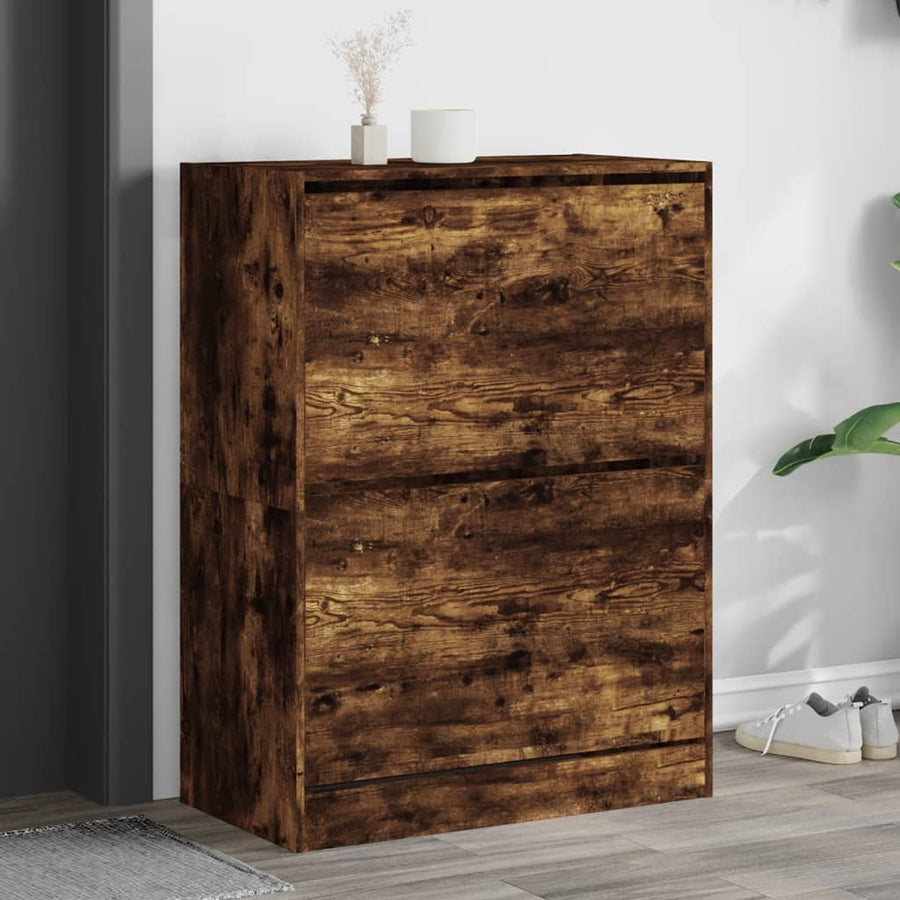 Schoenenkast Met 2 Klaplades Kleurig Gerookt Eiken 80 x 42 x 108 cm