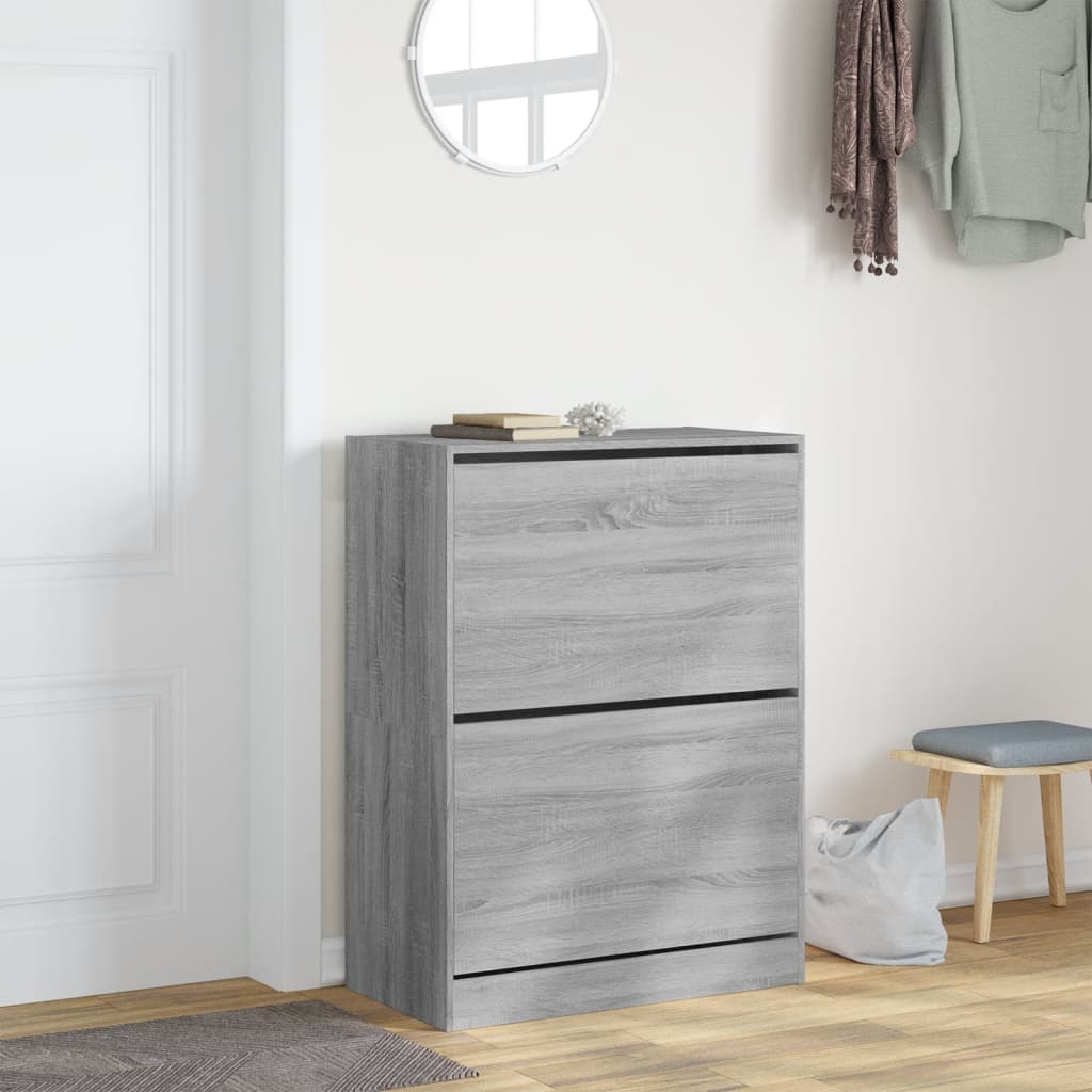 Schoenenkast Met 2 Klaplades Grijs Sonoma 80 x 42 x 108 cm
