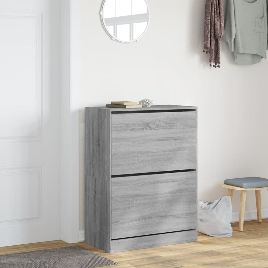 Schoenenkast Met 2 Klaplades Grijs Sonoma 80 x 42 x 108 cm