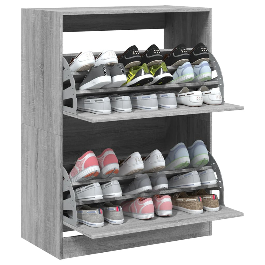 Schoenenkast Met 2 Klaplades Grijs Sonoma 80 x 42 x 108 cm