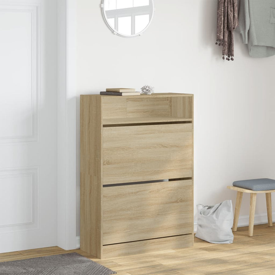 Schoenenkast Met 2 Klaplades Kleurig 80 x 34 x 116 cm Sonoma eiken