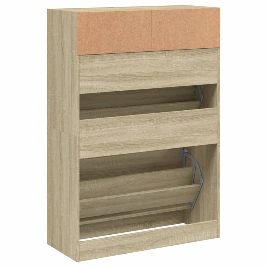 Schoenenkast Met 2 Klaplades Kleurig 80 x 34 x 116 cm Sonoma eiken