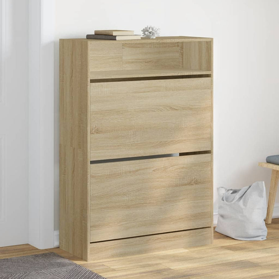 Schoenenkast Met 2 Klaplades Kleurig 80 x 34 x 116 cm Sonoma eiken