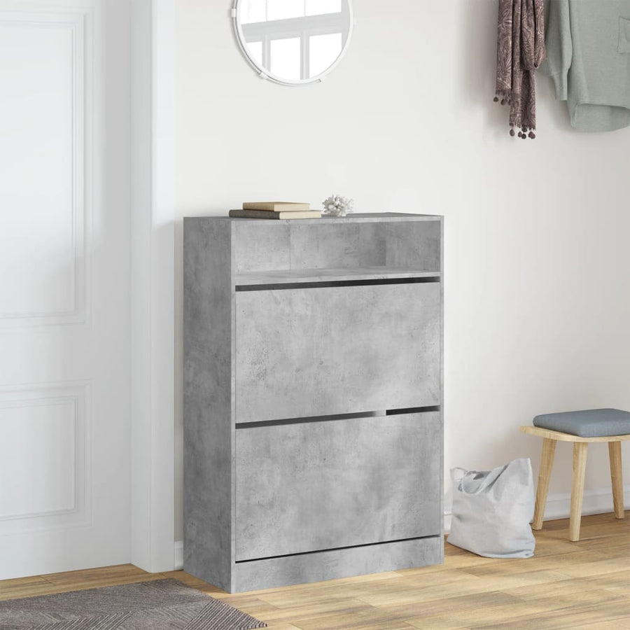 Schoenenkast Met 2 Klaplades 80 x 34 x 116 cm Betongrijs