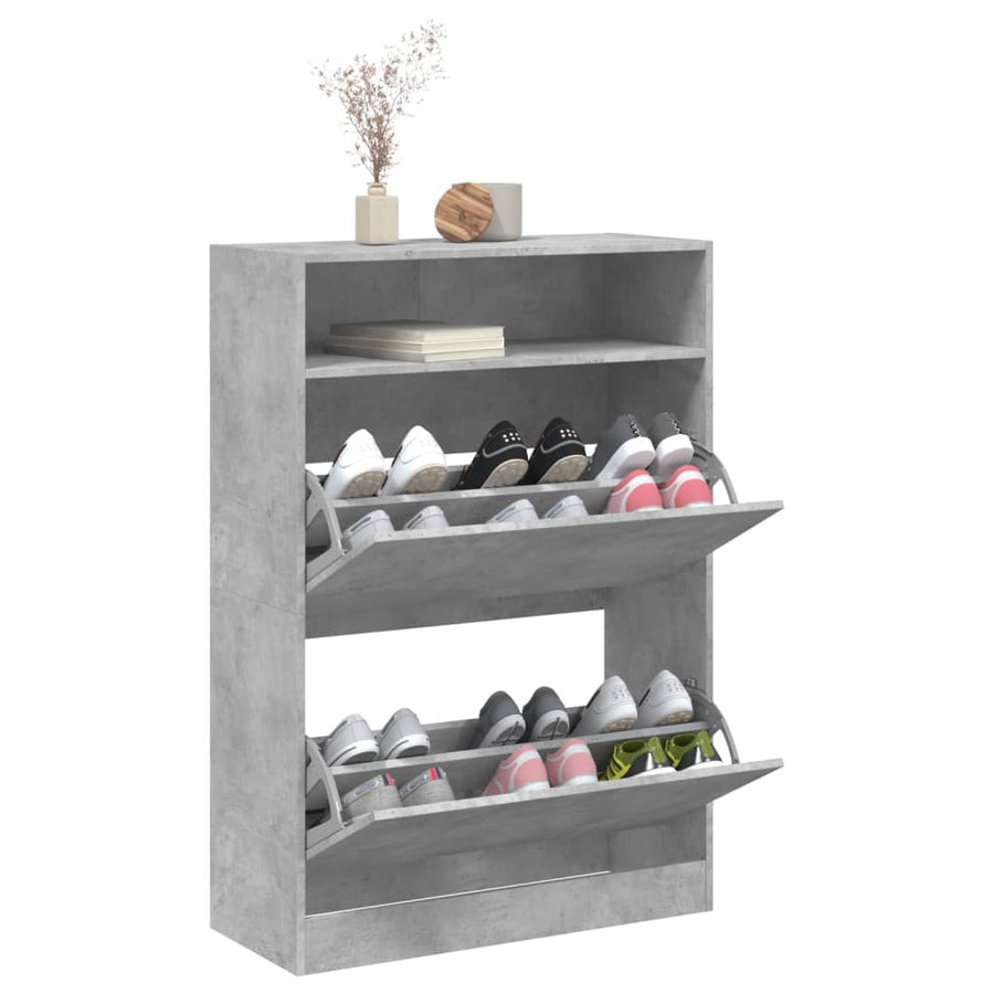 Schoenenkast Met 2 Klaplades 80 x 34 x 116 cm Betongrijs