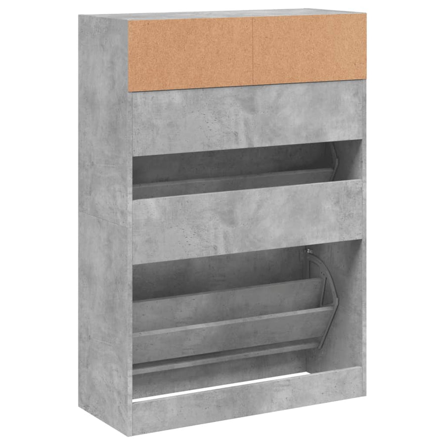 Schoenenkast Met 2 Klaplades 80 x 34 x 116 cm Betongrijs