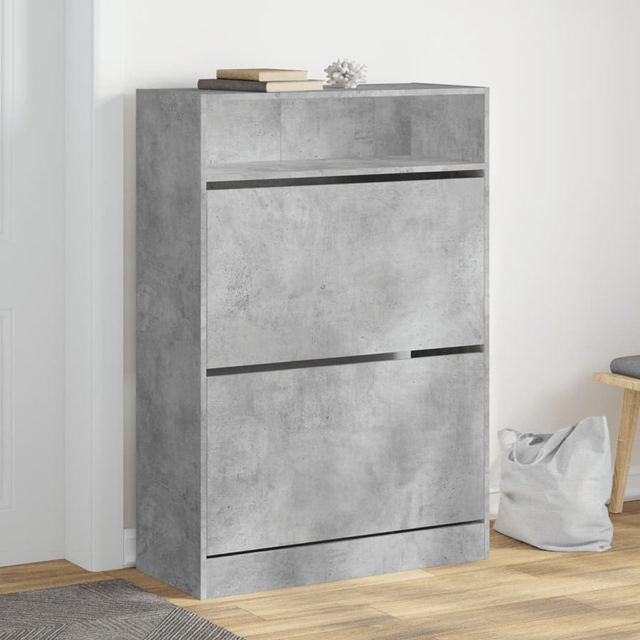Schoenenkast Met 2 Klaplades 80 x 34 x 116 cm Betongrijs