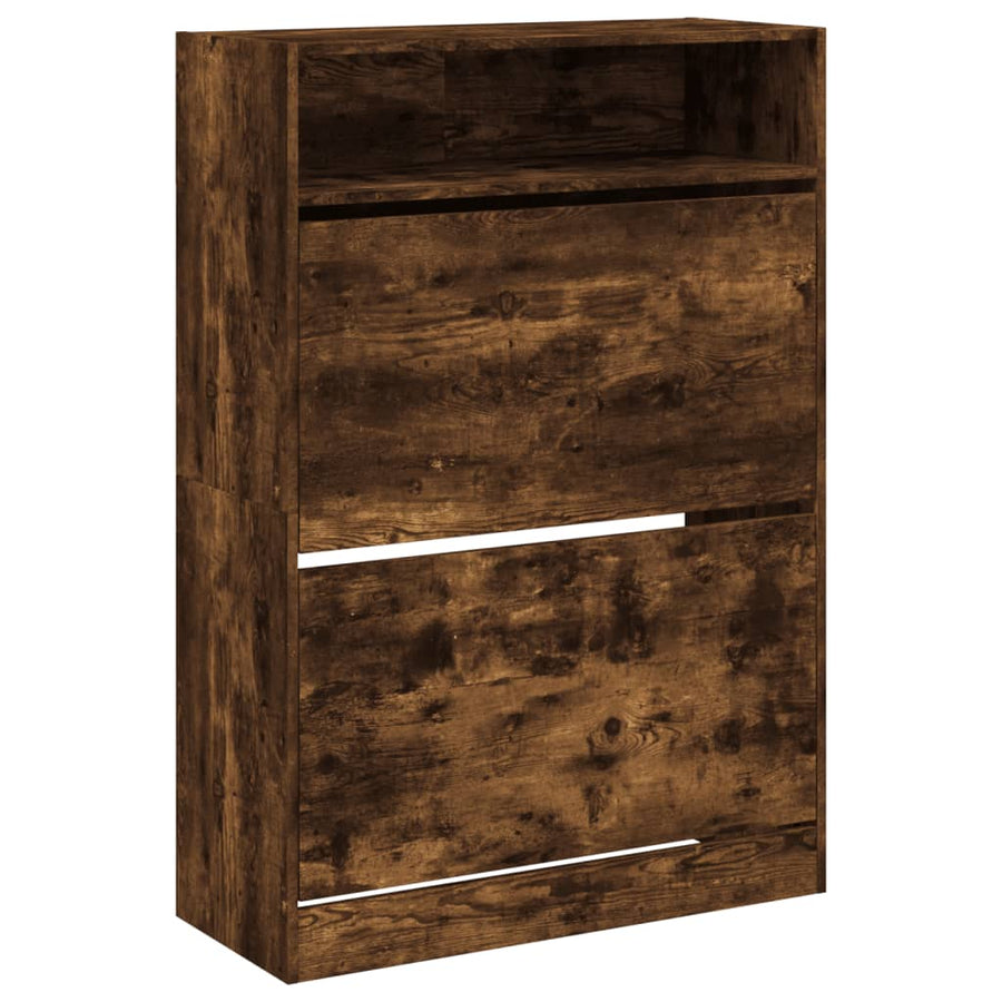 Schoenenkast Met 2 Klaplades Kleurig 80 x 34 x 116 cm Gerookt eiken