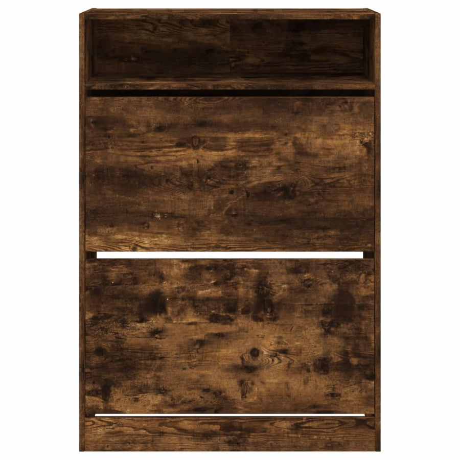 Schoenenkast Met 2 Klaplades Kleurig 80 x 34 x 116 cm Gerookt eiken